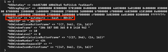 data in windows.plist with NSTitle highlighted