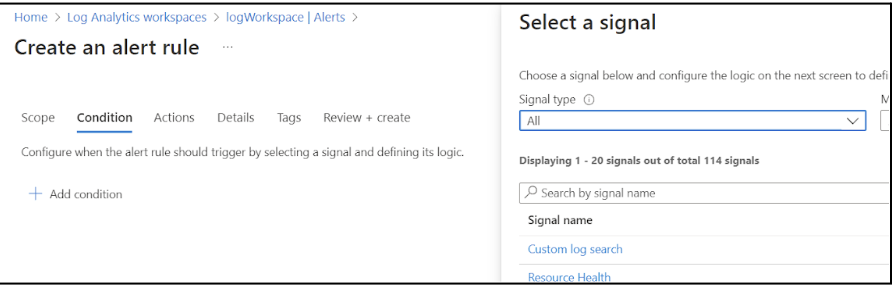 custom log search option