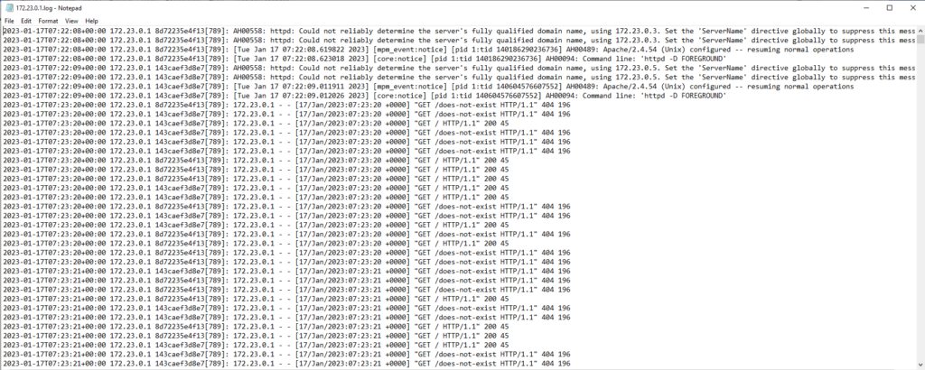 Consolidated log file