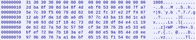 screenshot of encrypted ASCII-encoded message