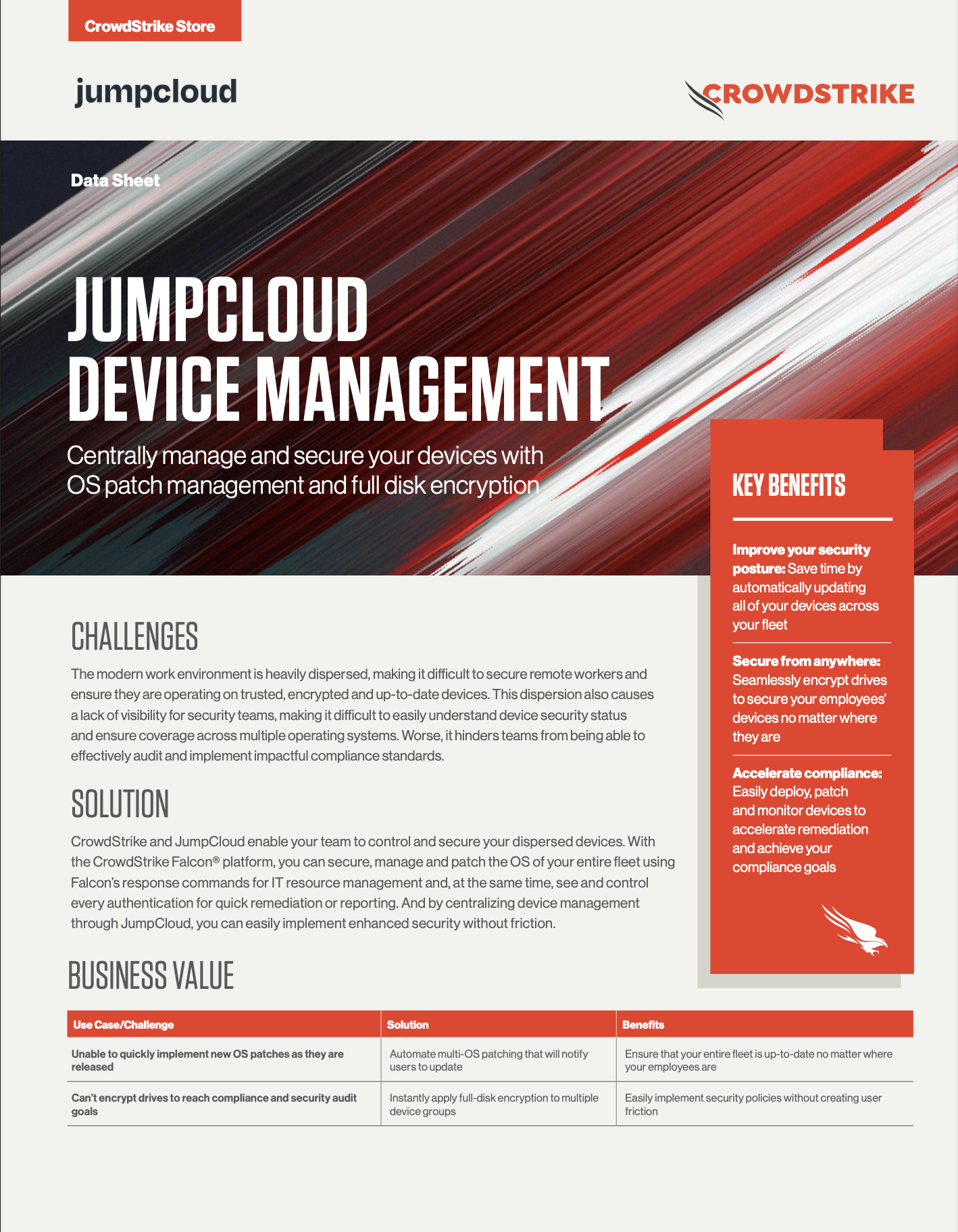 JumpCloud Device Management | Store Partner Data Sheet | CrowdStrike